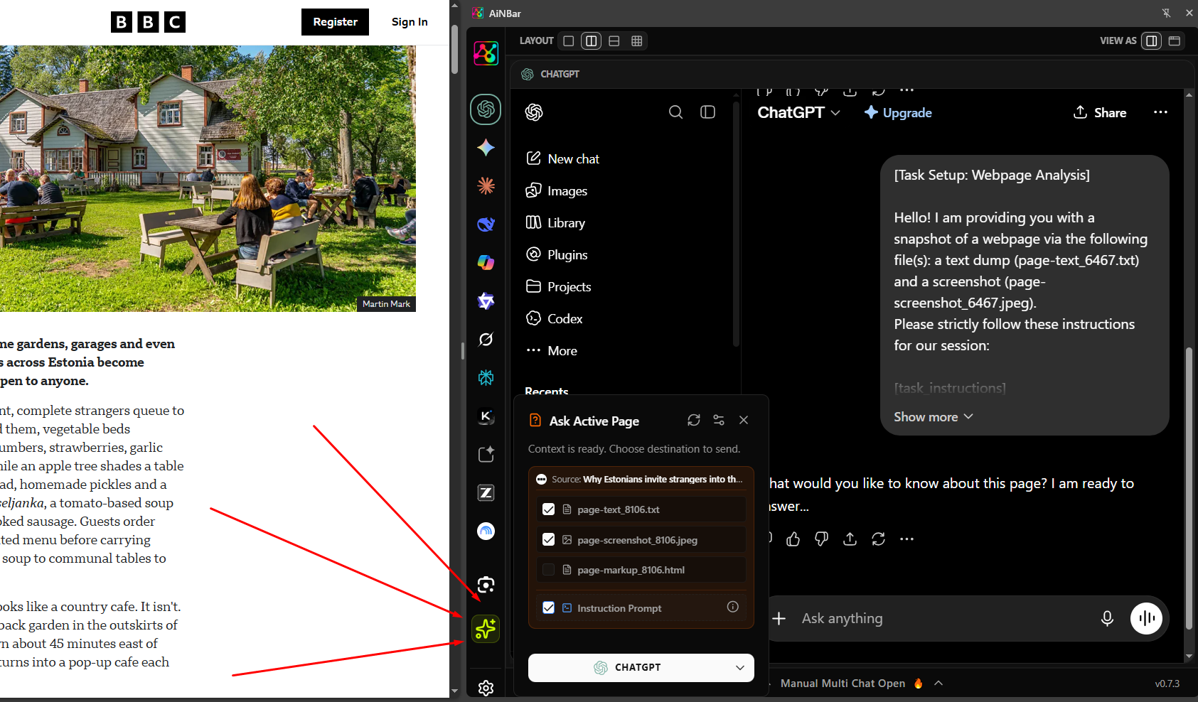 Ask Active Page: Send Webpage Context to ChatGPT & Gemini