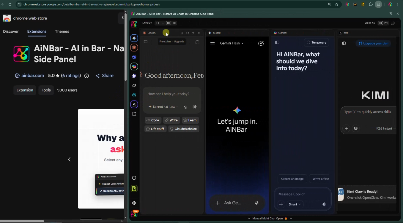 Native AI Chats in Chrome Side Panel