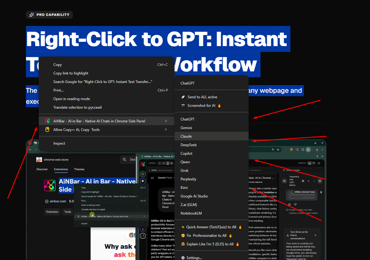 Right-Click to GPT & Native AI Chats